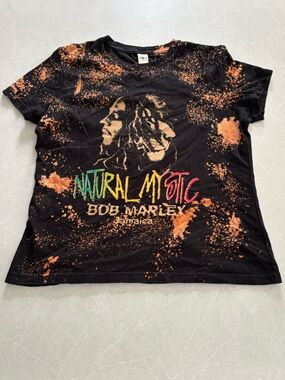 Bob Marley Natural Mystic Bleach Splatter Vintage Graphic Tee Sun Island 🇯🇲 M/L